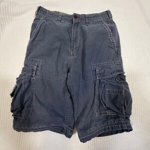Bugle Boy Cargo Shorts Midnight Grey Ramie Cotton Multi Pocket 30 Utility Grunge
